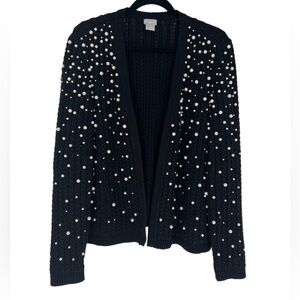 Chico's Black Sweater with Pearl Details